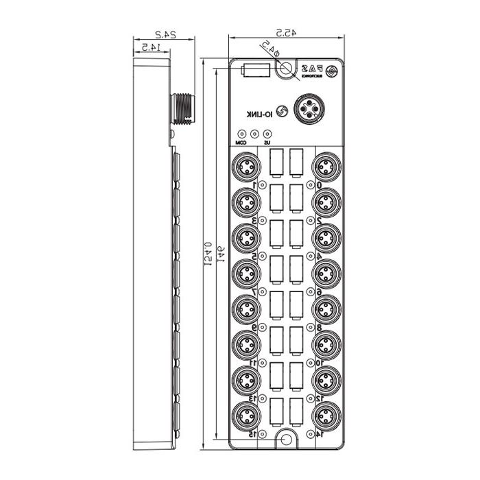 M8 interface、IO-Link Hub、16DI、NPN、00B516